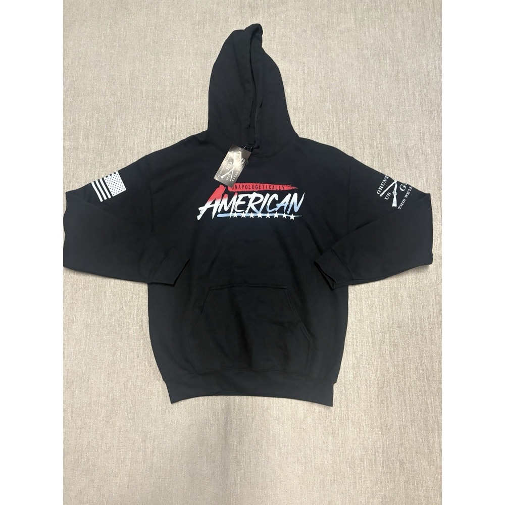 NEW Grunt Style "Unapologetically American" Hoodie Men's Size Medium Black NWT